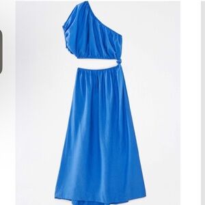 FARM Rio One-Shoulder Cutout Maxi Dress in Bright Blue